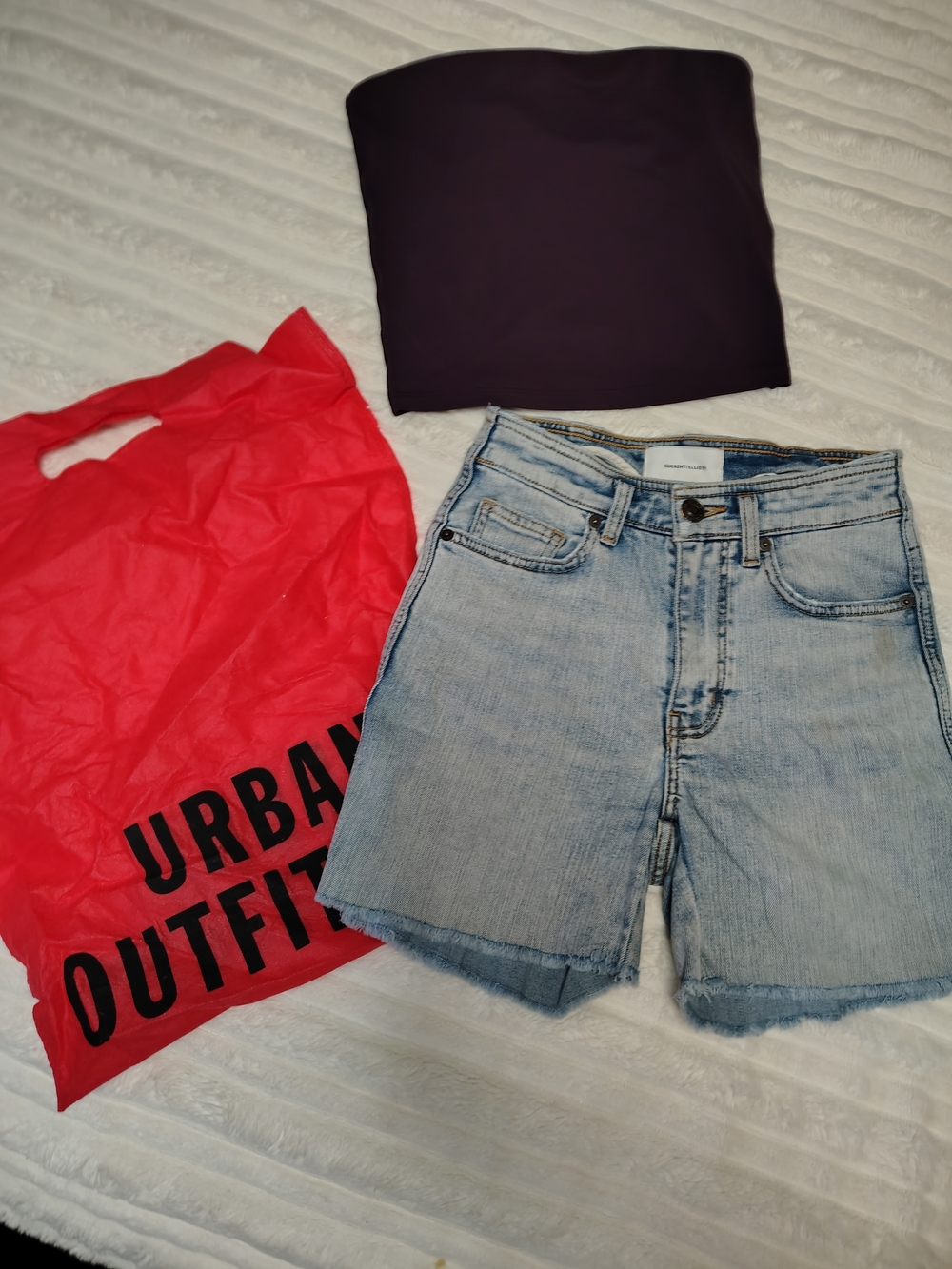 Current/Elliott Light Wash High-Rise Denim Shorts - Blue